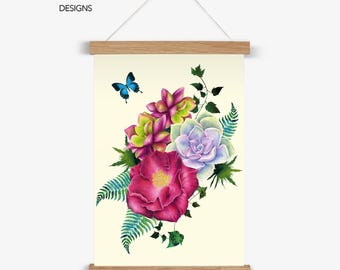 Impresión artística de rosa Altissimo con colgador