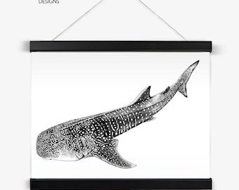 Impresión artística de tiburón ballena con percha