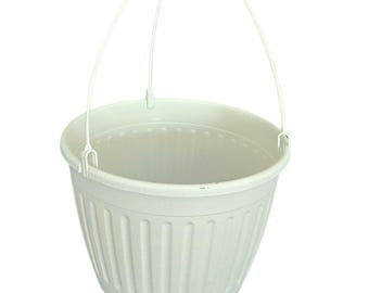 10" White Plastic Hanging Planter - Imperial Hanging Basket - Outdoor-  Choose Quantity