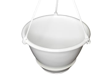 6" Miniature White Plastic Hanging Basket with Saucer