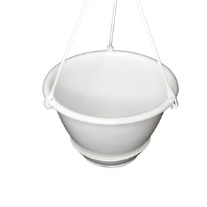 6" Miniature White Plastic Hanging Basket with Saucer - Choose Quantity - Small - Indoor - Succulent