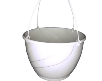 12" White Swirl Plastic Hanging Basket