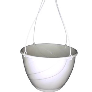 12 inch Diameter White Swirl Plastic Hanging Basket - Choose Quantity - Flower Pot - Annuals - Summer