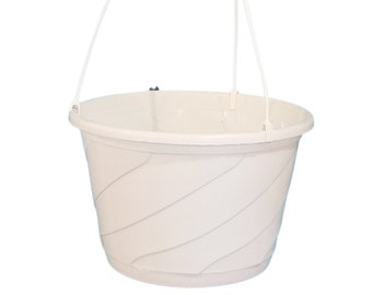 10" White Swirl Plastic Hanging Basket