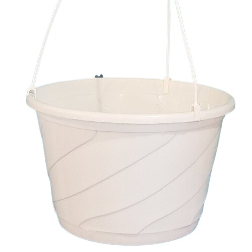 10 White Plastic Hanging Basket With Saucer Etsy