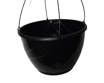 12" Black Swirl Plastic Hanging Basket