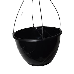 12 inch Diameter Black Swirl Plastic Hanging Basket - Choose Quantity - Annuals - Flower Basket - Greenhouse