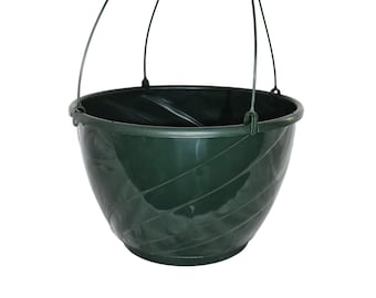 12 inch Diameter Green Swirl Plastic Hanging Basket - Choose Quantity - 2.25 Gallon - Flower - Annuals - Summer