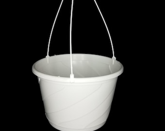 10" White Swirl Plastic Hanging Basket