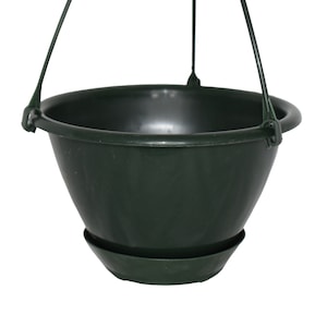 6" Miniature Dark Green Plastic Hanging Basket with Saucer - Small - Choose Quantity - Indoor