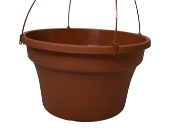 12" Terra Cotta Colored Plastic Hanging Basket