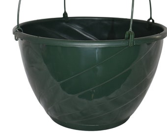 12" Green Swirl Plastic Hanging Basket