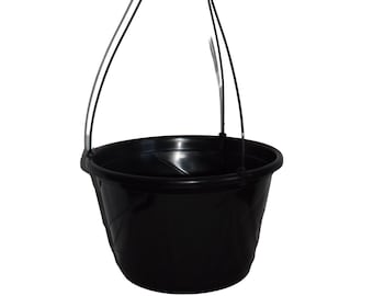 10 inch Diameter Black Swirl Plastic Hanging Basket - Flowers - Outdoor - Nursery Pot - Choose Quantity