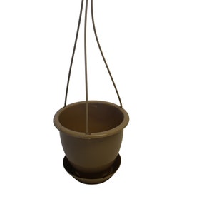 4.5&quot; Miniature Ginger Tan Plastic Hanging Basket with Saucer - Choose Quantity - Small - Succulent - Indoor