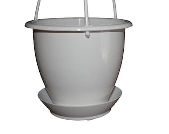 4.5" Miniature White Plastic Hanging Basket with Saucer - Choose Quantity - Indoor - Houseplant - Succulent