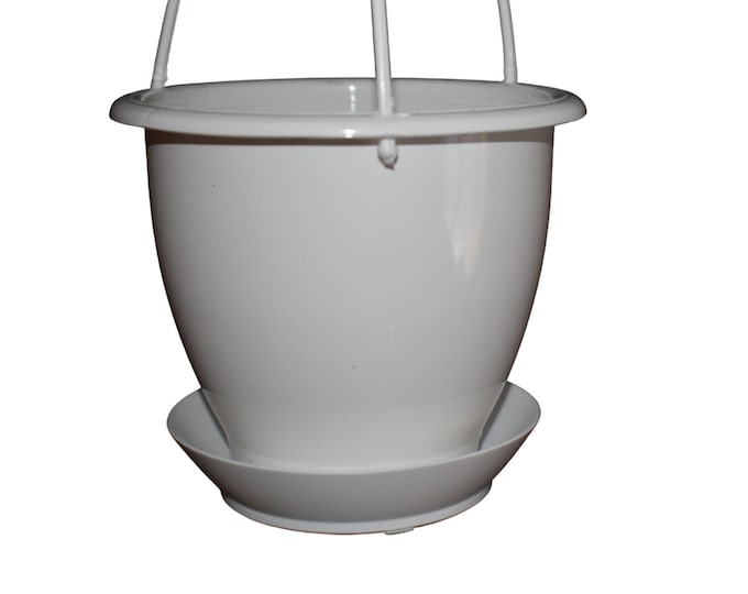 Featured listing image: 4.5" Miniature White Plastic Hanging Basket with Saucer - Choose Quantity - Indoor - Houseplant - Succulent
