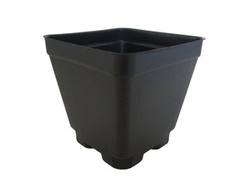 3.5" Square Plastic Flower Pots - Black