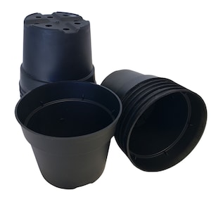 4.5 inch Diameter Heavy Duty Hard-Sided Plastic Flower Pots - Black - Greenhouse Pot - Seedling - Houseplant