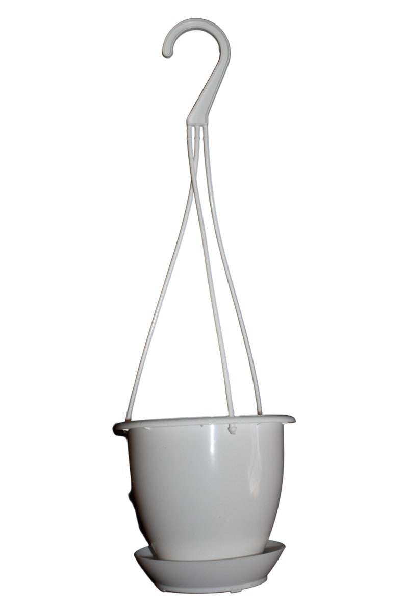 4.5 Miniature White Plastic Hanging Basket With Saucer Etsy