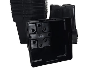 5.25 inch wide Square Plastic Flower Pots - Black - Heavy Duty - Greenhouse Pot - Nursery Pot
