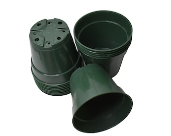 4.5" Heavy Duty Hard-Sided Plastic Flower Pots - Green