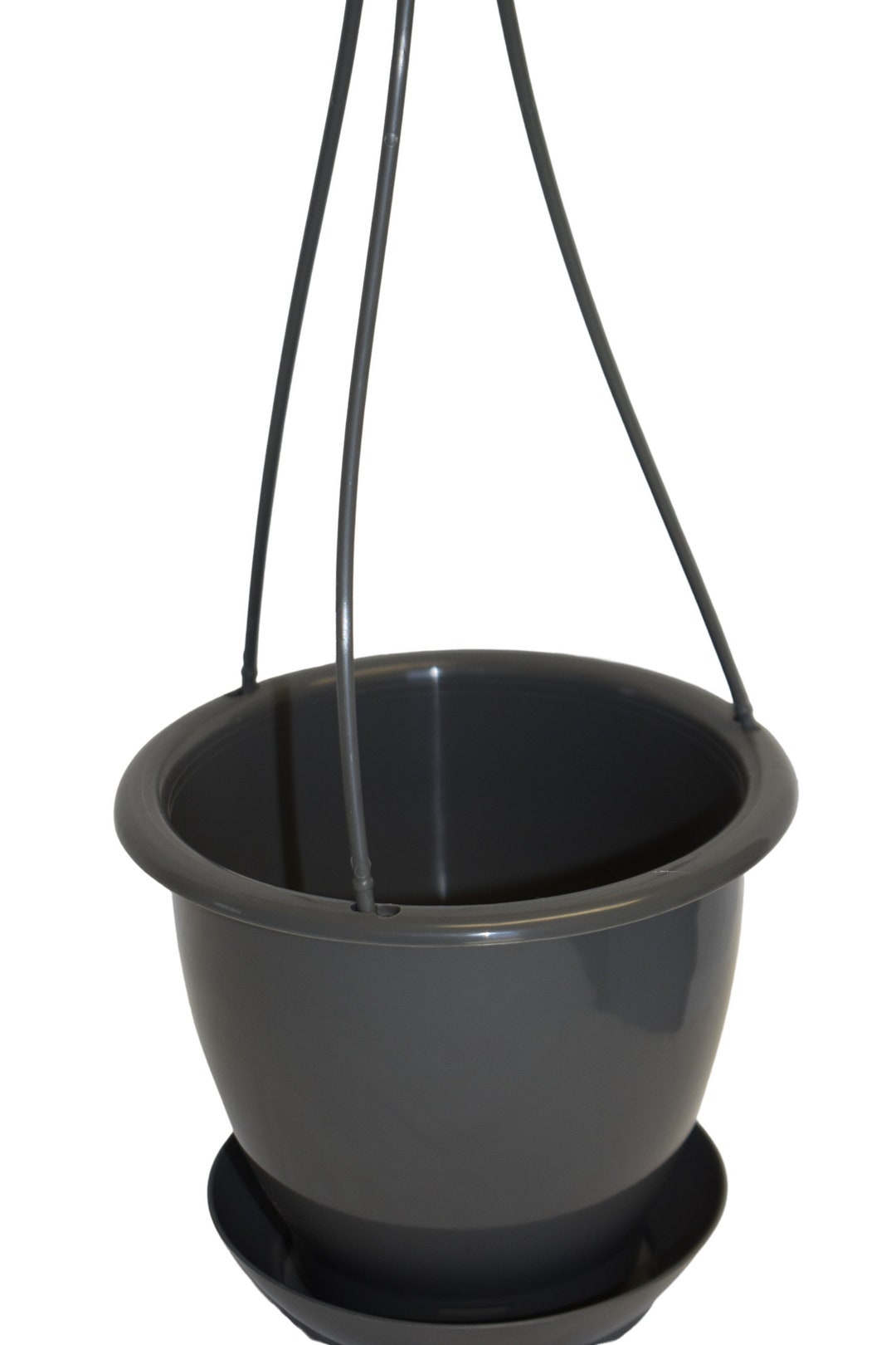 4.5 Miniature Slate Gray Plastic Hanging Basket With Saucer Etsy