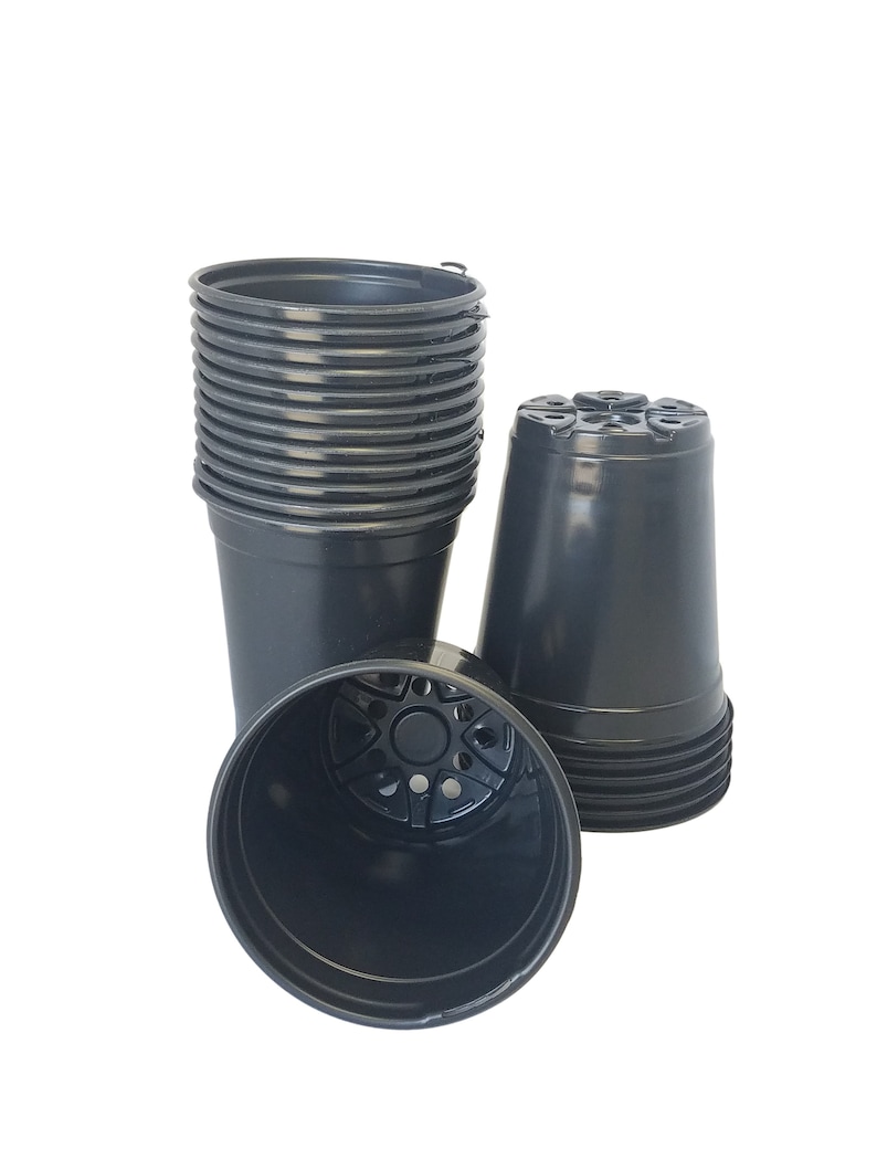 Quart Round Black Plastic Nursery Pots Etsy UK