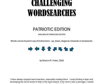 Challenging Patriotic Wordsearch - Set of 3 - Printable - Puzzle - Download - July 4 - Independence Day - USA