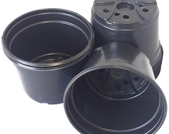 5 inch Diameter Black Plastic Nursery Pots - Greenhouse Pots - Lightweight - Thermoformed