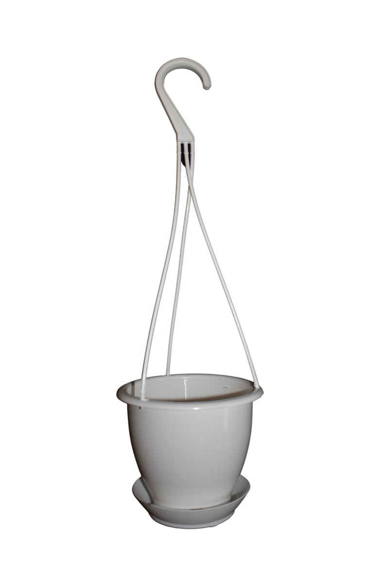 4.5 Miniature White Plastic Hanging Basket With Saucer Etsy