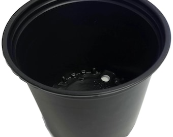 1 Gallon Round Black Plastic Nursery Pot - 7 inch diameter x 7 inch deep - Greenhouse Pot