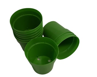 3 inch Diameter Small Round Hard Plastic Flower Pots - Lime Green - Greenhouse Pots - Transplants - Seedlings - Succulents