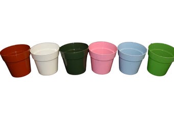 Small 3" Plastic Greenhouse Pots, Pink, Blue, Green, Lime, Brown, White