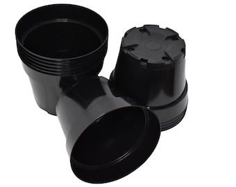 6 inch Diameter Round Heavy-Duty Hard-Sided Flower Pots - Choose Green or Black  - Nursery Pots - Greenhouse Pots - Transplants