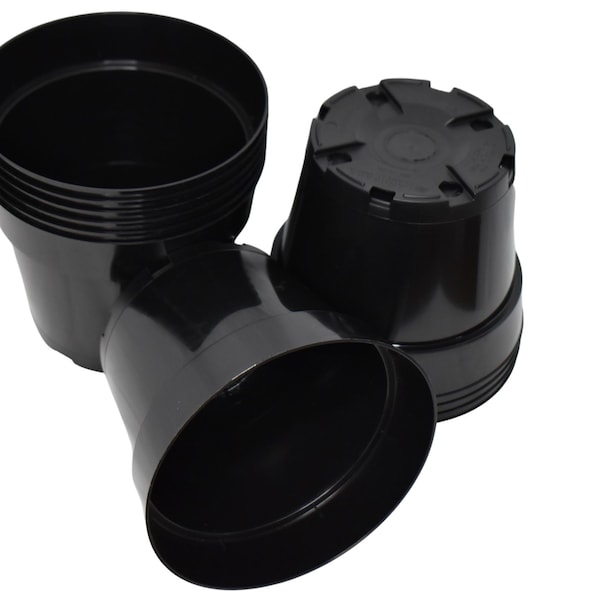 6 inch Diameter Round Heavy-Duty Hard-Sided Flower Pots - Choose Green or Black  - Nursery Pots - Greenhouse Pots - Transplants
