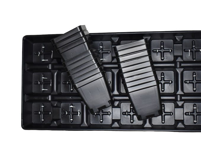 Featured listing image: 3.5" Square Plastic Flower Pot with Trays (54 Pots and 3 Trays)