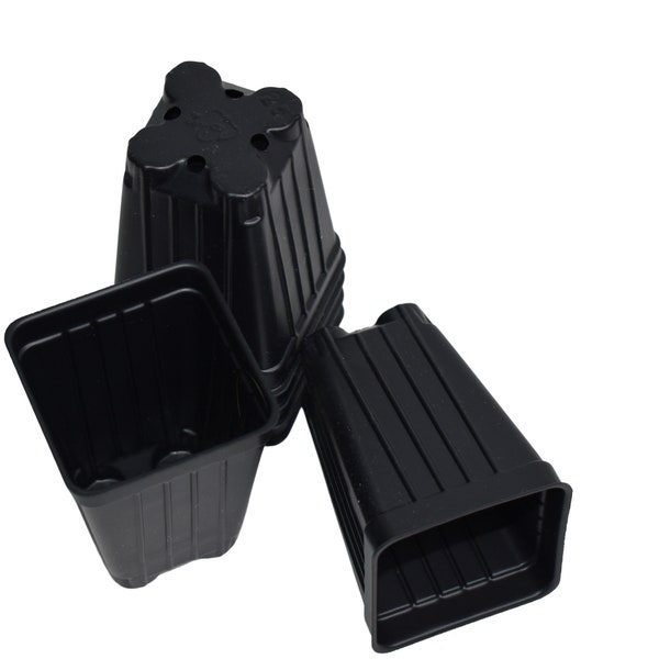 2.2" Extra Deep Small Square Plastic Flower Pots - Black