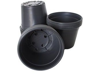 6" Round Black Plastic Flower Pots