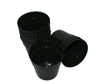 3" Small Round Hard Plastic Flower Pots - DARK GREEN