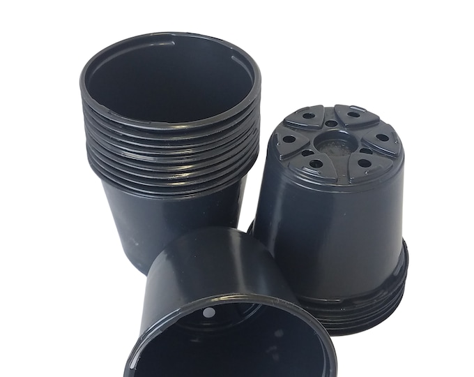 Featured listing image: 4" Round Black Plastic Nursery Pots (1 pint)