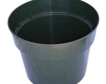 10" Round Heavy-Duty Green Plastic Hard-Sided Flower Pots
