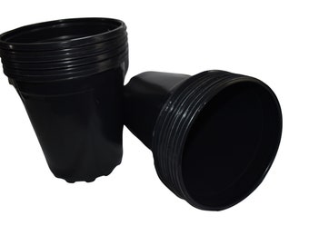 Trade 2 Gallon Round Black Plastic Nursery Pot (Holds 1.5 gallon) - 8.5 inch Diameter x 8.5 inch Deep - Greenhouse Pot - Flexible Sides