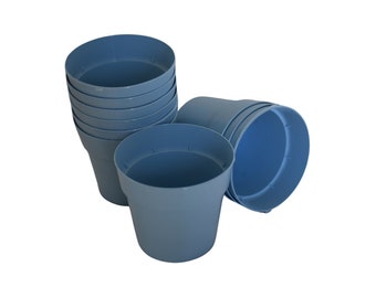 3" Small Round Hard Plastic Flower Pots - Light Blue
