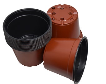 6" Round Brown Plastic Flower Pots