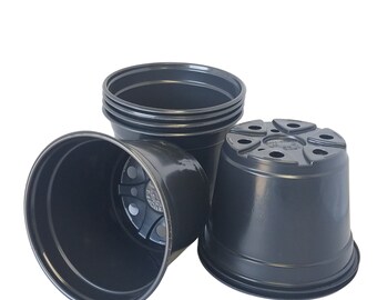 6" Round Black Plastic Nursery Pots