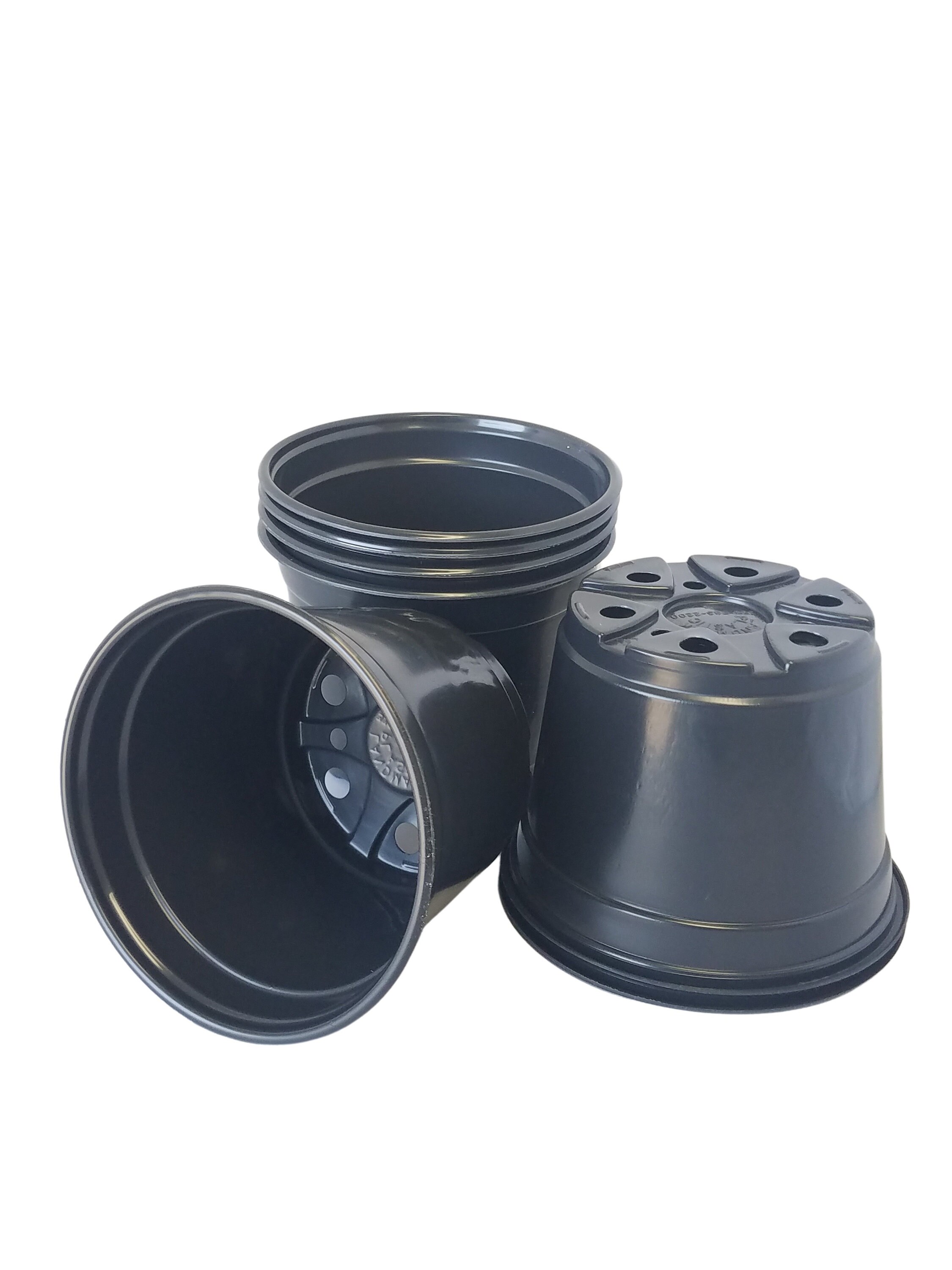 6 Round Black Plastic Nursery Pots