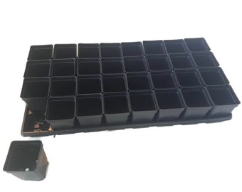 2.5" Extra Deep Square Plastic Flower Pot with Trays (96 Pots and 3 Trays)