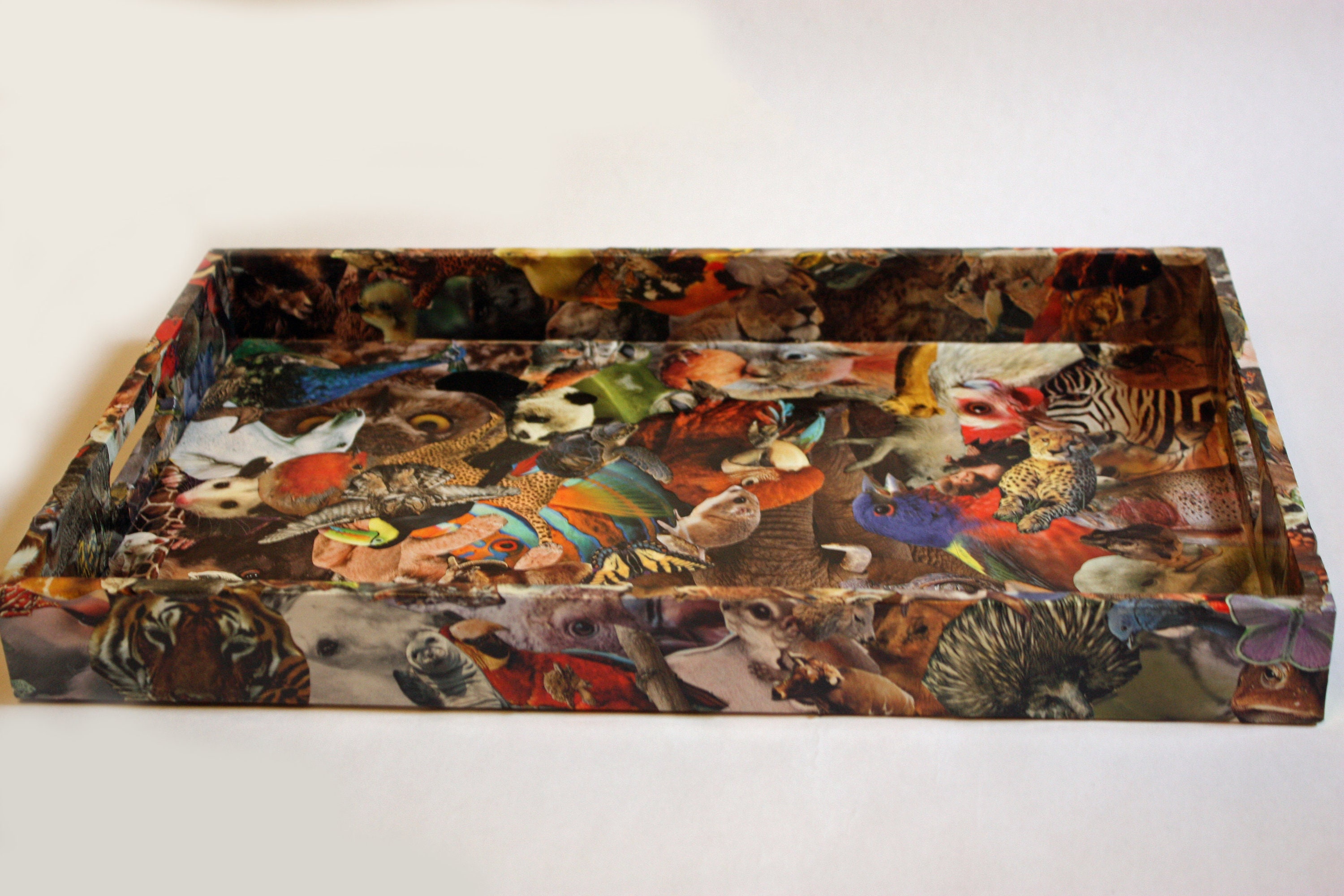 Decorative Decoupage Tray with an Animal Theme Etsy