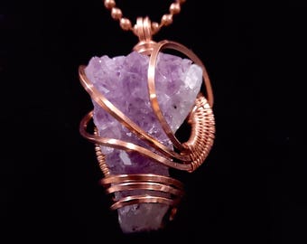 Amethyst Cluster Copper Pendant and chain