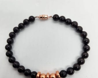 Garnet & Copper Beaded Bracelet